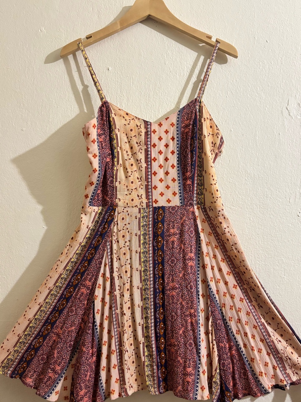 Live 4 Truth Peach and Rust Patchwork Spaghetti Strap Mini Dress